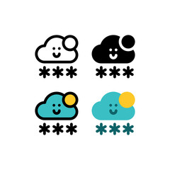 Sunny snow winter Cloud Weather Outline Icon, Logo, and illustration