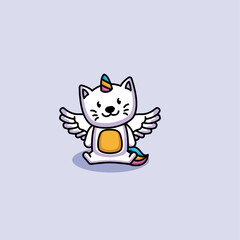 Pegasus cat angle mascot logo design