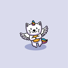 Pegasus cat angle mascot logo design