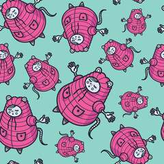 Seamless pattern with mouse in coat