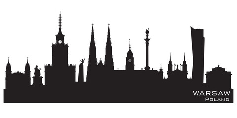 Warsaw Poland city skyline vector silhouette