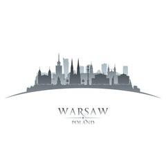 Warsaw Poland city silhouette white background