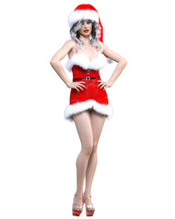 Young beautiful Santa girl.