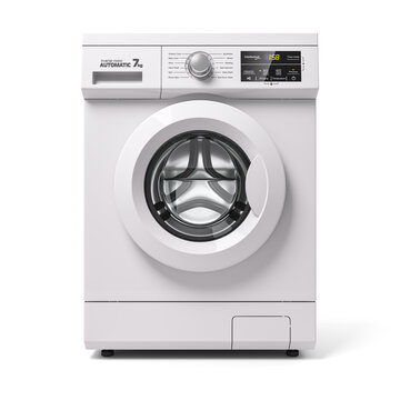 Automatic washing machine, front view. 3d render