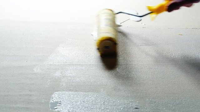 painter primed canvas by roller