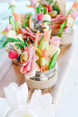 Spring appetizer in glass jar