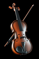 Fototapeta premium Classic violin, musical instrument on black background 3d