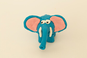Making elephant game step by step with play dough for children's activity in the school art lesson and plasticine concept.