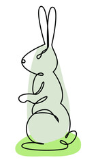 A hare, a rabbit is silhouetted. Animal in modern one line style. Solid line, outline for decor, posters, stickers, logo. Vector illustration