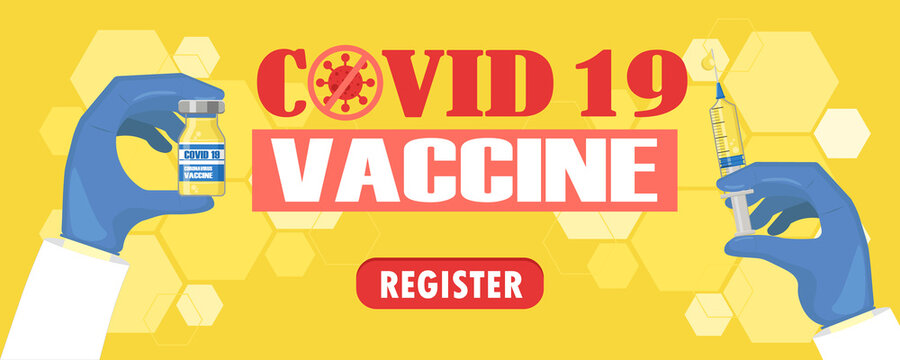 COVID 19 Vaccine Registration Banner Design, Stop Coronavirus Campaign, 