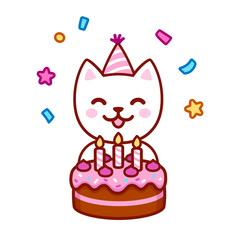 Cartoon birthday cat character
