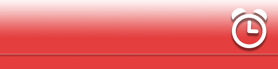 Symbol eines Weckers vor einem breiten roten Hintergrund