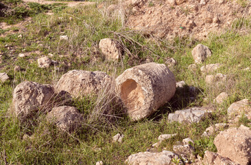 The ruins  of the outer part of the palace of King Herod - Herodion,in the Judean Desert, in Israel