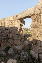 The ruins  of the outer part of the palace of King Herod - Herodion,in the Judean Desert, in Israel