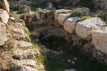 The ruins  of the outer part of the palace of King Herod - Herodion,in the Judean Desert, in Israel