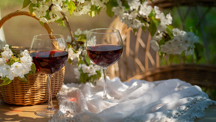 Wine Tasting Party in spring in the garden