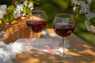 Wine Tasting Party in spring in the garden