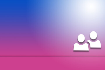 Hintergrund oder Banner mit einem blau violetten Farbverlauf und dem Symbol zweier Benutzer oder Personen