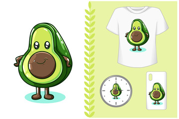 Mockup, cute avocado illustration