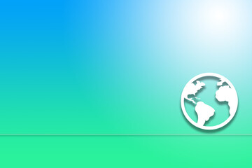 Hintergrund oder breites Banner in blau grün mit dem Symbol einer Erde