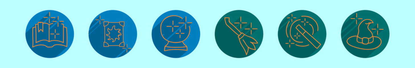 set of hogwarts cartoon icon design template with various models. vector illustration isolated on blue background