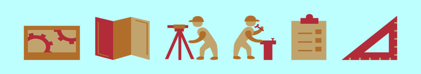 set of surveyor cartoon icon design template with various models. vector illustration isolated on blue background
