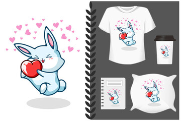 Mockup rabbit with love