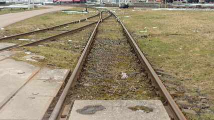 Obraz premium track development of the railway station in disrepai