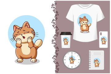 Mockup cat with cute face vector illustration