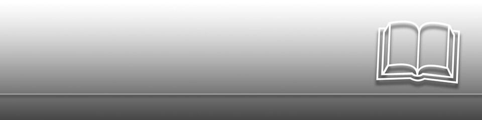 Symbol eines Buchs auf einem grauen Hintergrund oder Banner