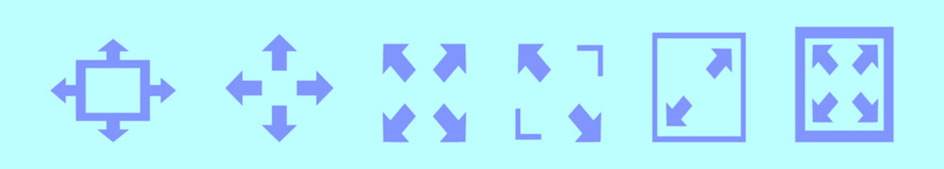 set of full screen button cartoon icon design template with various models. vector illustration isolated on blue background