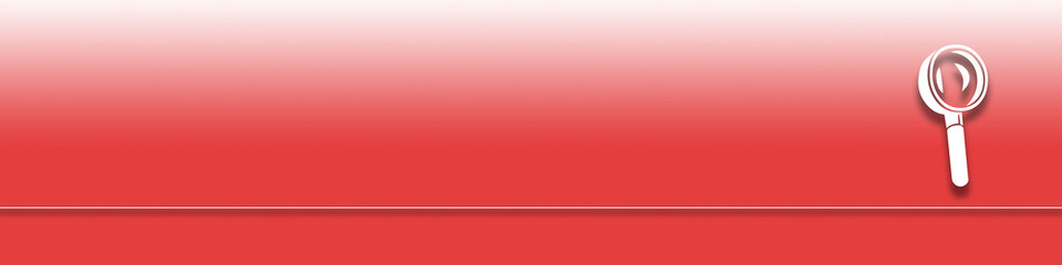 Eine Lupe als Symbol auf einem breiten roten Hintergrund
