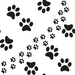 Cartoon paw for wallpaper design. Cartoon Modern design. Seamless fabric texture.