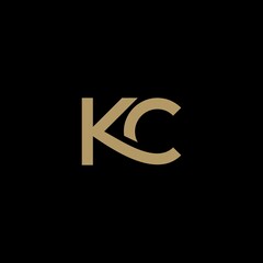 simple monogram letter KC. artistic minimal black and golden color initial based letter icon logo