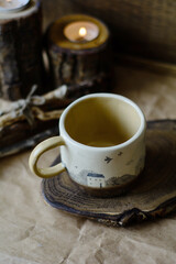 Handmade ceramic craft ware. Cup.
