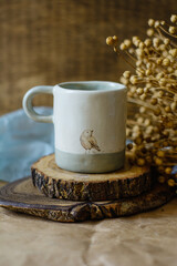 Obraz na płótnie Canvas Handmade ceramic craft ware. Cup.