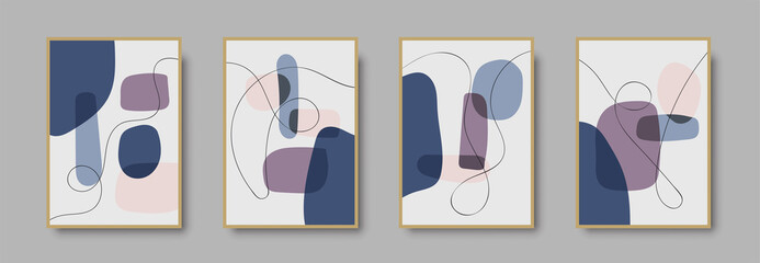 Set of minimal abstract geometric background designs. Stylish wall art background with neutral pastel watercolor. Acrylic poster with composition for luxury minimal interior. Terracotta vector