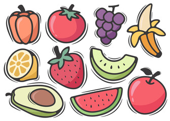 set of fruit element vector
