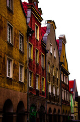building houses in the old town in olsztyn in different colors tenement house buildings
