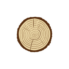 Trunk Cross-Section with Tree Rings vector colored icon