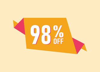 98% off offer banner, 98 percent Discount sale banner design