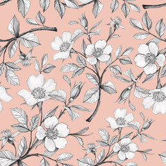seamless floral pattern drawn with a simple pencil. background for wallpaper, scrapbooking, wedding invitations and textiles