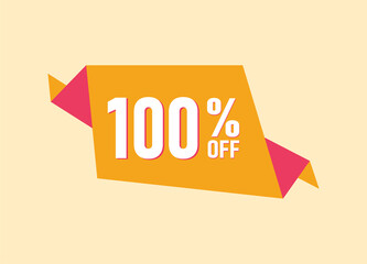 100% off offer banner, 100 percent Discount sale banner design