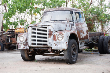 Old truck rusted up. A view through use
