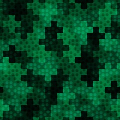 Cross pavement ornament seamless pattern. Camouflage mosaics wallpaper