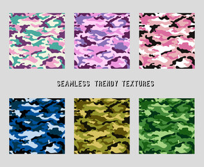 vector camouflage pattern for clothing design. Trendy camouflage military patterns