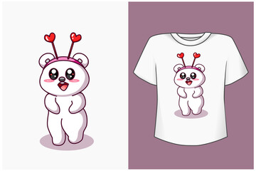 Mockup cute polar bear cartoon illustration