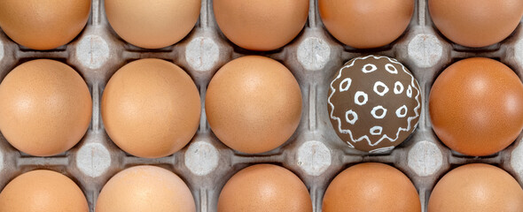 Easter eggs. Celebration Easter. Eggs in carton. Eggs in box. Healthy Farm Food in eco packaging....