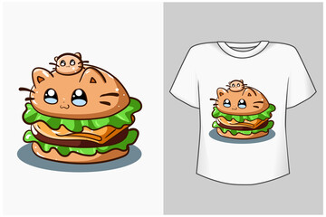 Mockup funny hamburger cartoon illustration