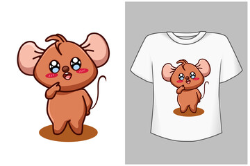 Mockup cute mouse cartoon illustration